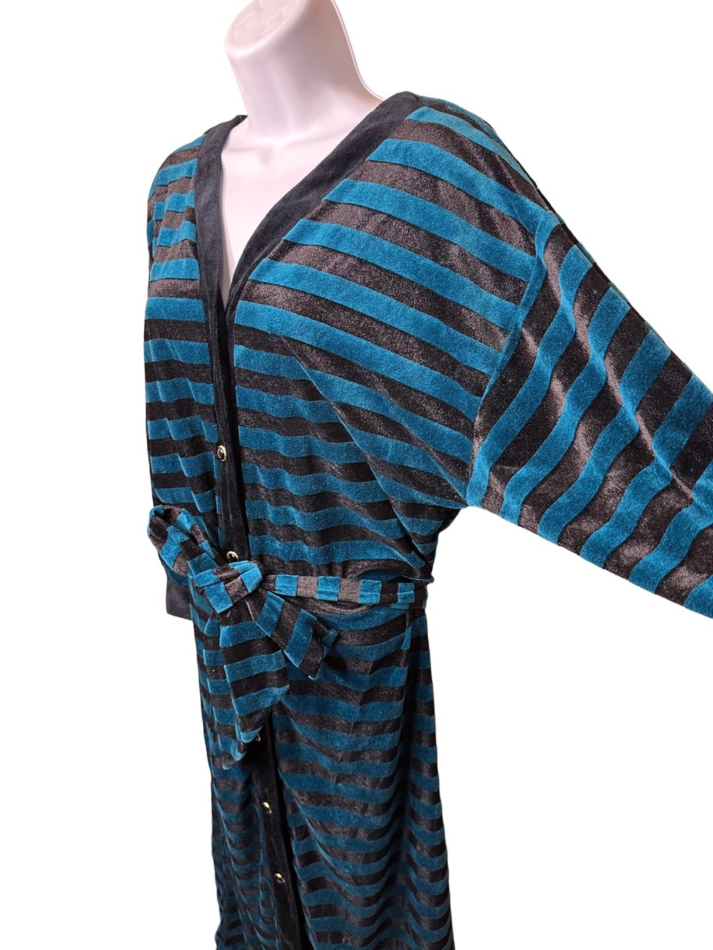 Christian Dior Vintage 70s/80s Velour Striped House Dress